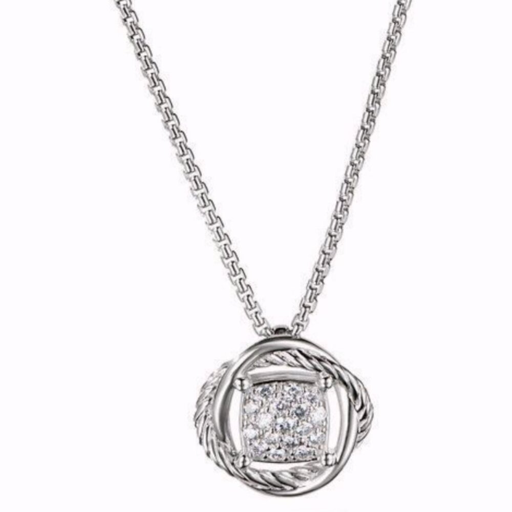 David Yurman Infinity Pendant Necklace with Pave Diamonds